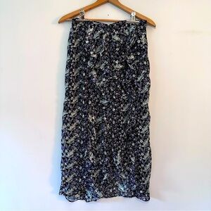 Skies Are Blue Ruffle Split Side Floral Dress w/ Mini Liner & Sheer Overlay Sz M